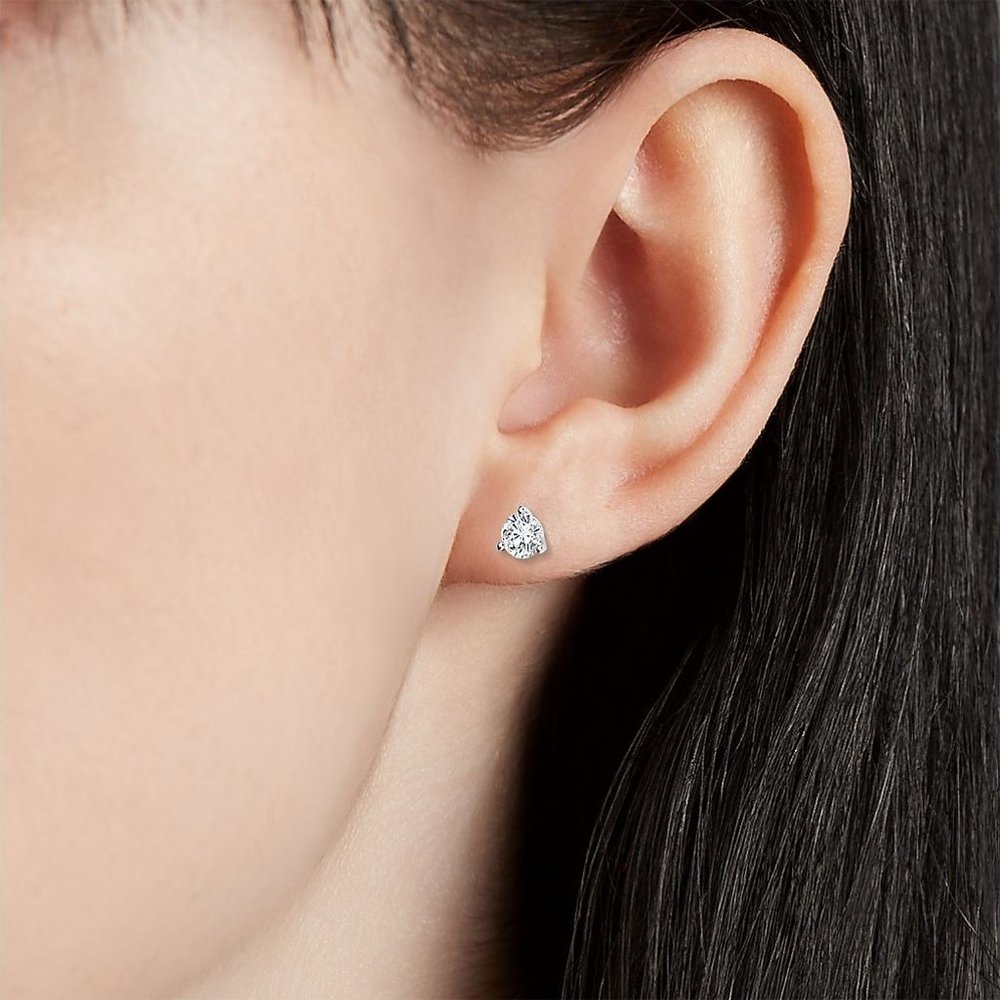 Certified 1ct. t.w. Diamond Three-prong Brilliant Cut Stud Earrings - Picture 7 of 16